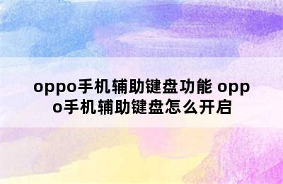 oppo手机辅助键盘功能 oppo手机辅助键盘怎么开启